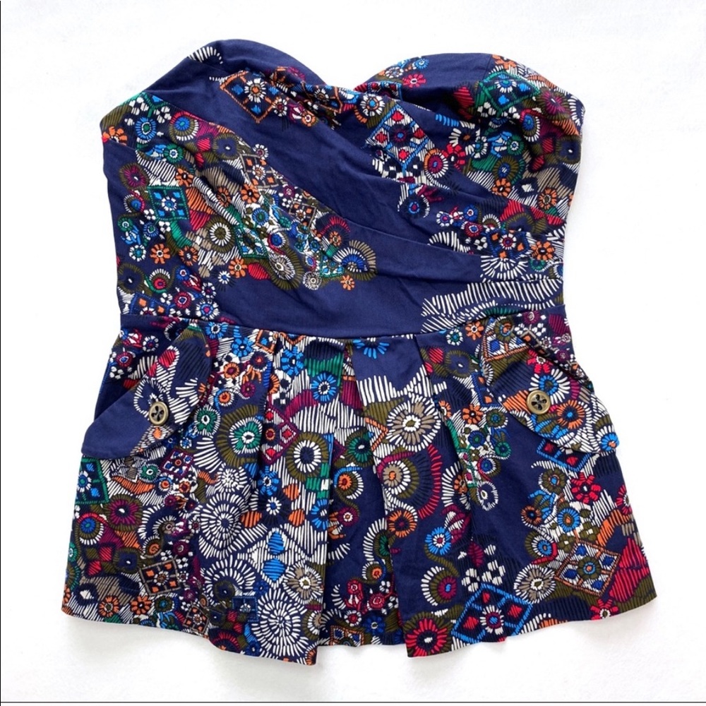Anthropologie Fei Peplum Strapless Top, Size 2